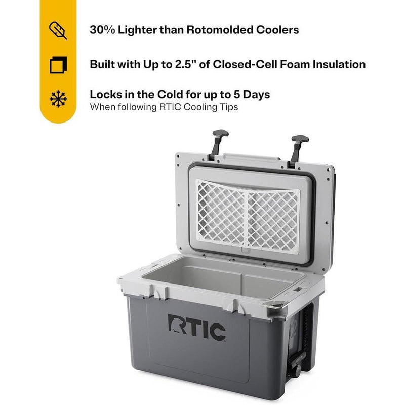 RTIC Refrigerador duro ultraligero para bebidas, ideal para playa, camping, pesca y barbacoas, más ligero que otros modelos