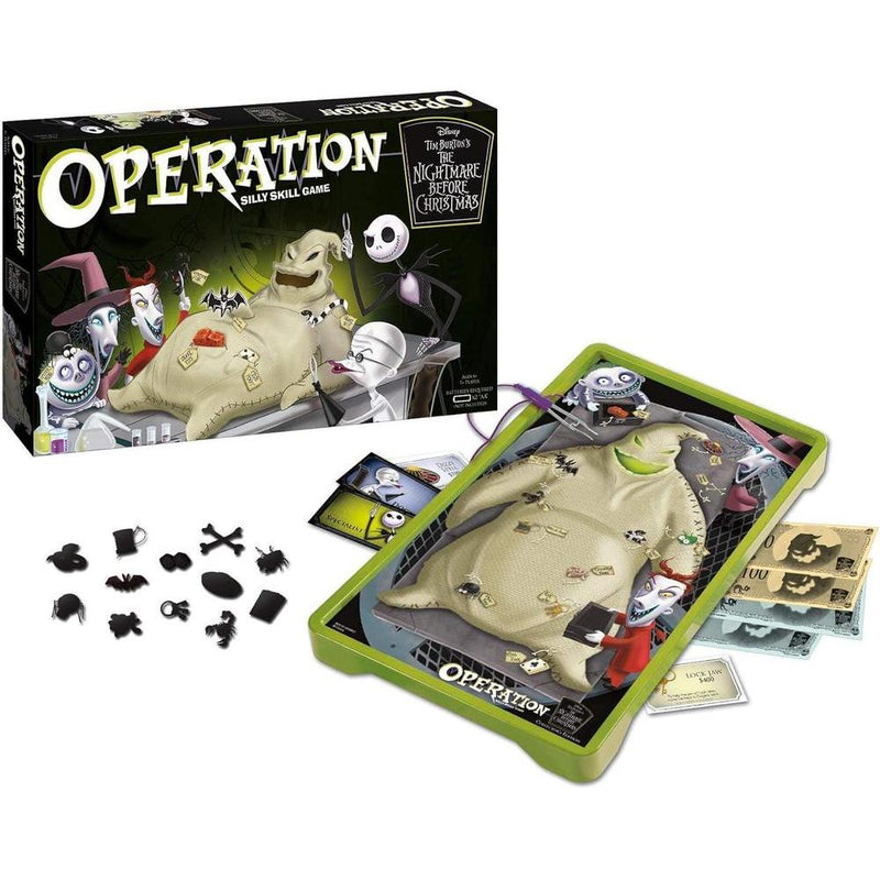 Juego de mesa Operation: Pesadilla Antes de Navidad, con arte de Oogie Boogie, edición coleccionista, para 1 o más jugadores