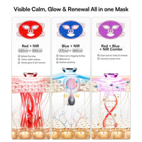 Máscara de luz roja INIA con 4 modos de luz incluyendo NIR, LED recargable para brillo radiante y rejuvenecimiento facial en casa