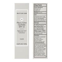 Naturium Phyto-Glow Bálsamo labial SPF 45, Brillo hidratante con protector solar de amplio espectro, transparente