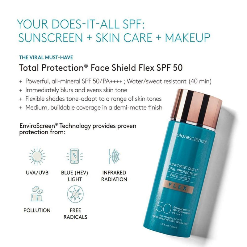 Protector Solar Facial Colorescience Flex SPF 50 Óxido Zinc 12% 53ml