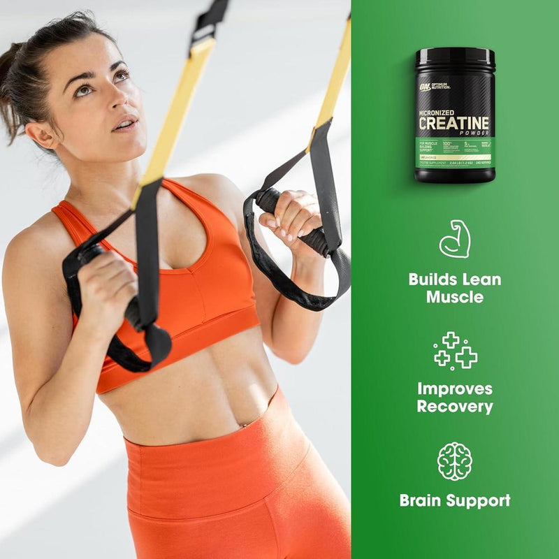 Optimum Nutrition Creatina Micronizada Monohidrato en Polvo sin Sabor, Amigable con Dieta Keto, 240 Porciones