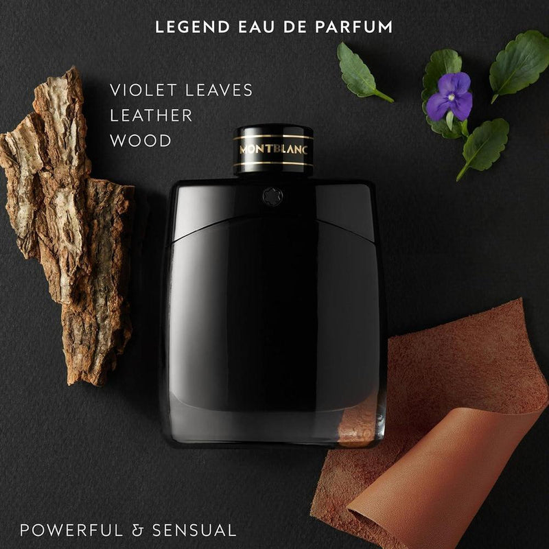 MONTBLANC Legend Eau de Parfum, fragancia duradera con notas de violeta, geranio y madera vibrante, tipo fougère aromático