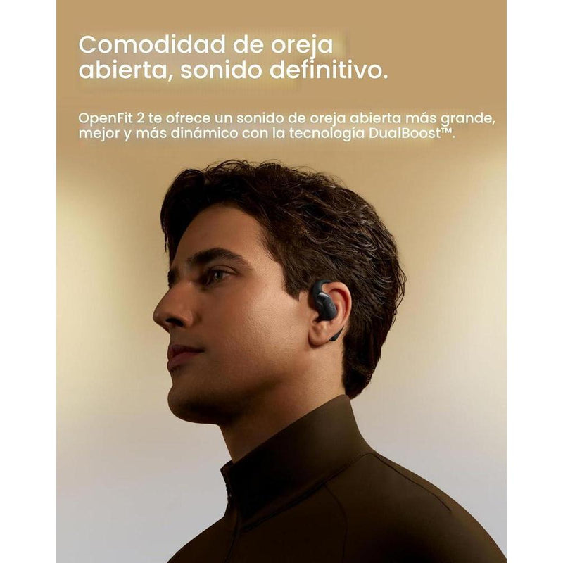 Shokz Openfit 2: Auriculares Abiertos Bluetooth Con Micrófono Y Gancho Para La Oreja, 48h Reproducción, Negros