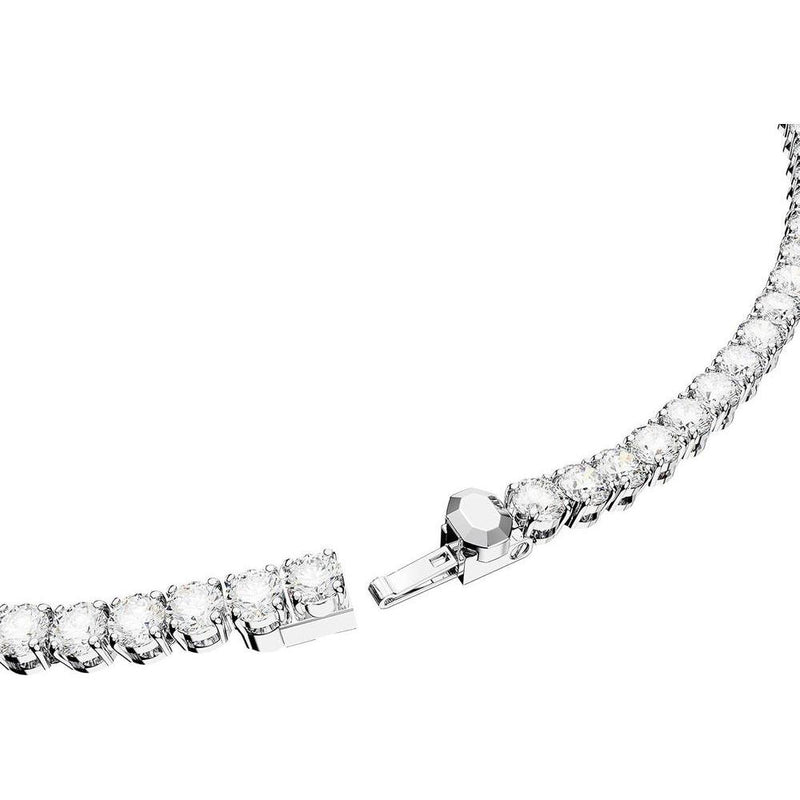 Swarovski Matrix Tennis Necklace con cristales azules brillantes y acabado en rodio