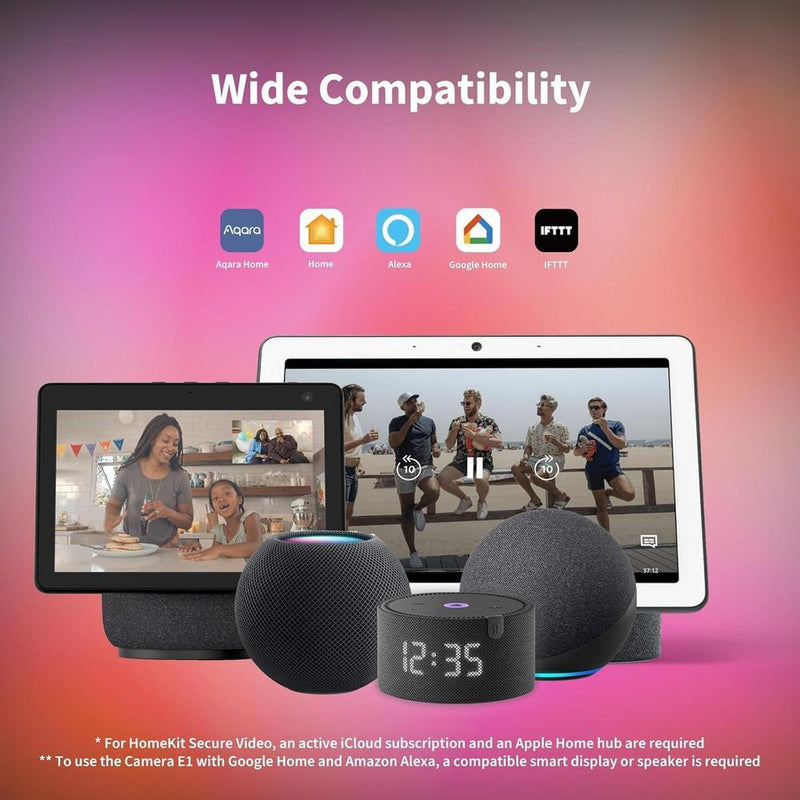 Aqara Cámara de seguridad E1 con visión 2K, panorámica, audio bidireccional, visión nocturna, compatible con HomeKit y Alexa