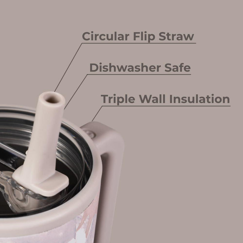 HydroJug Traveler - Botella de agua con asa y popote abatible, vaso resistente a fugas, reutilizable, de acero inoxidable
