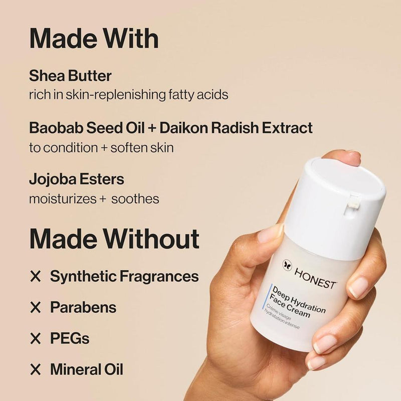 Honest Beauty Crema Facial Hidratación Profunda, Hipoalergénica