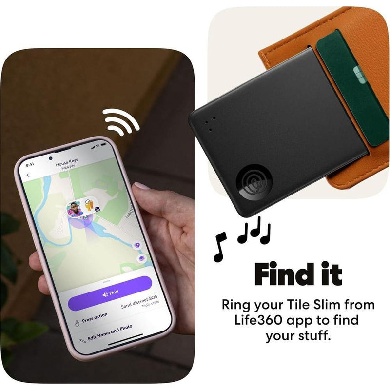 Tile Slim Bundle - Buscador De Billeteras, Rastreador Bluetooth Y Localizador Compatible Con Ios Y Android, Paquete De 4 En Negro