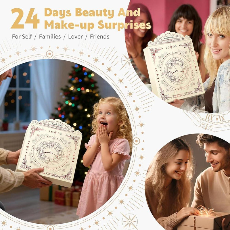 Glam Code Calendario de Adviento de Maquillaje 2025 con 24 sorpresas, set de regalo para mujeres y adolescentes