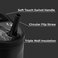 HydroJug Sport Botella de acero inoxidable con popote, aislada al vacío, a prueba de fugas, diseño ergonómico, reutilizable, duradera, negro