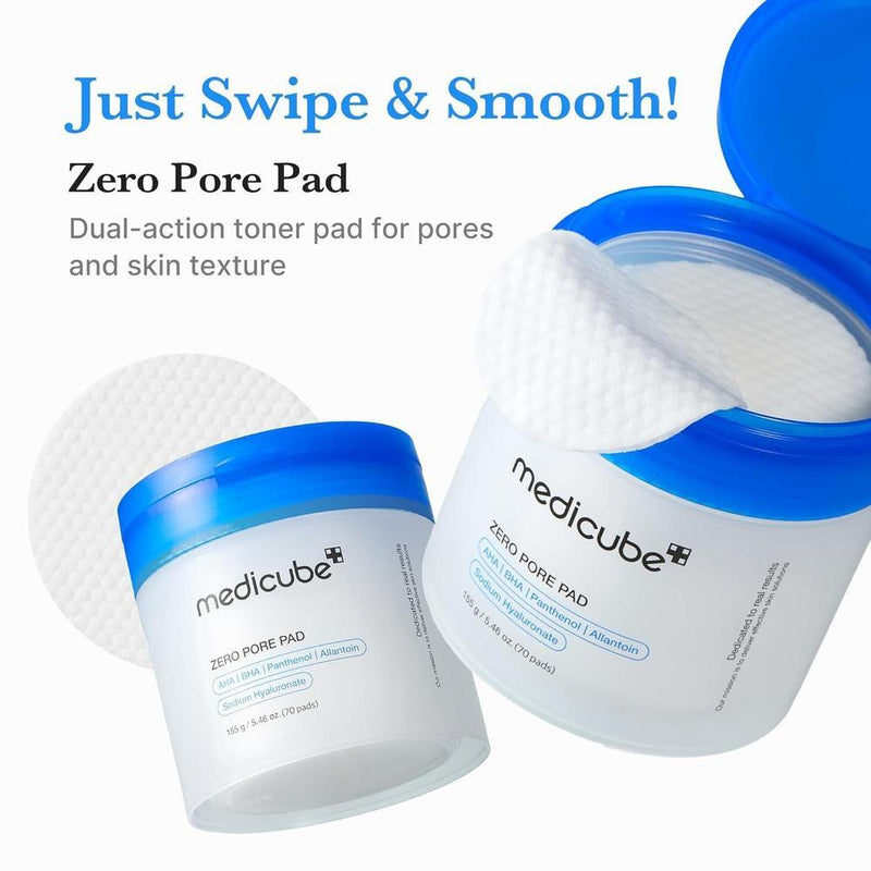 Almohadillas Toner Zero Pore Pad 2.0 Exfoliación Cuidado Poros Láctico 4.5% BHA 0.45% 70 Almohadillas