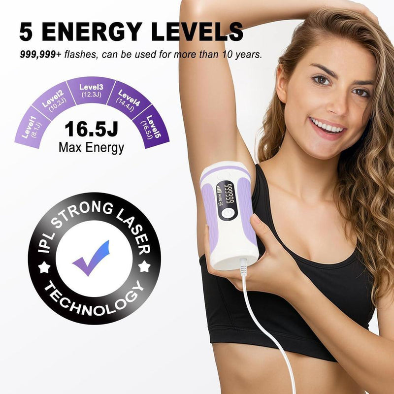 Dispositivo depilador láser IPL permanente con 999,999 flashes, seguro y eficaz, para uso en cuerpo completo en casa
