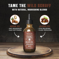 Aceite de barba para hombres con argán y jojoba Viking Revolution, suavizante, hidratante y acondicionador, aroma a sándalo