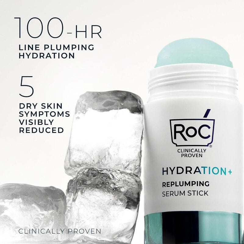 RoC Hydration+ Serum Stick, fórmula hidratante con ácido hialurónico y péptidos para piel envejecida y elástica