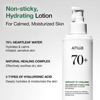 Anua Heartleaf Hidratante Facial con Ácido Hialurónico para Piel Sensible, Cuidado Coreano Ligero