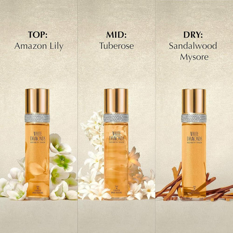 Perfume en spray White Diamonds de Elizabeth Taylor, fragancia seductora y floral para mujeres sofisticadas