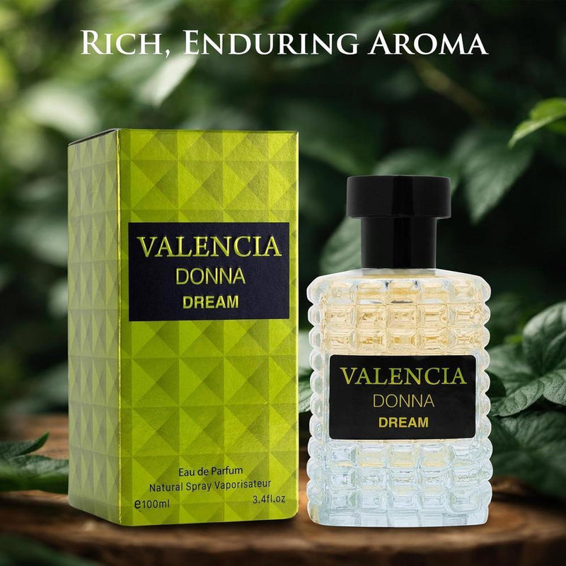 Valencia Donna Dream Eau De Parfum para mujer, fragancia floral cítrica con notas de lichi, bergamota, rosa turca y almizcle