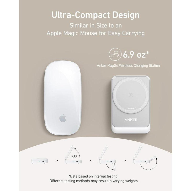 Anker MagGo Estación de Carga Inalámbrica 3 en 1 para iPhone, compatible con MagSafe, cargador plegable 15W Qi2, AirPods, Apple Watch