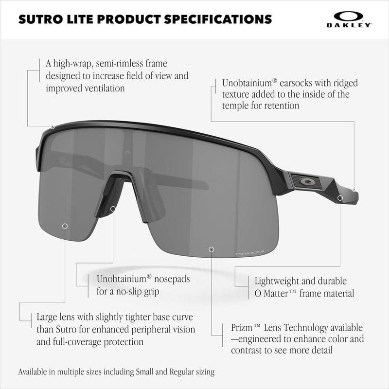 Gafas de sol deportivas Oakley Sutro Lite para hombres en color negro con tecnología Prizm y protección UV100%