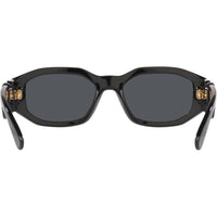 Versace Gafas de sol para hombre, montura negra, lentes gris oscuro, estilo elegante