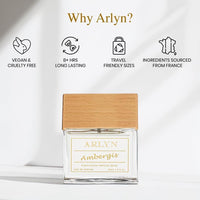 ARLYN Ambergis Eau De Parfum - Fragancia unisex con bergamota y pimienta rosa, vegana y libre de parabenos, ideal para uso diario