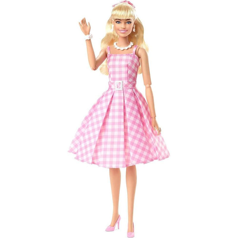 Muñeca Barbie The Movie de Margot Robbie, coleccionable con vestido de cuadros vichy rosa y collar de margaritas