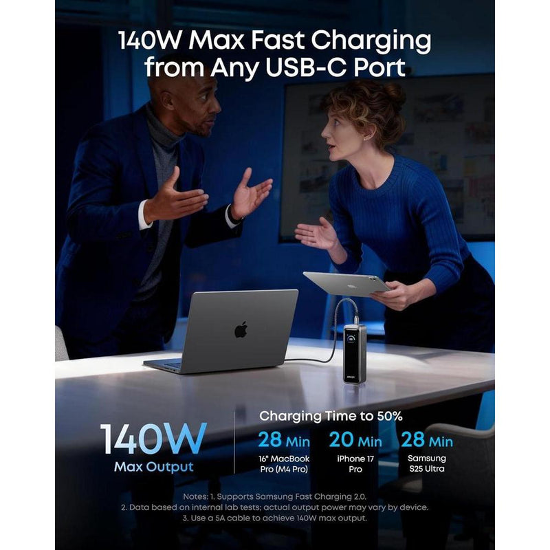 Anker Prime Power Bank con 3 puertos, 220W de salida, carga bidireccional, TSA aprobado, control de app - para MacBook, iPhone y más