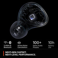 Arctis GameBuds para PlayStation, PC, Switch y móviles, con ANC, 2.4GHz y Bluetooth 5.3, resistentes al agua, batería 40H, estuche Qi