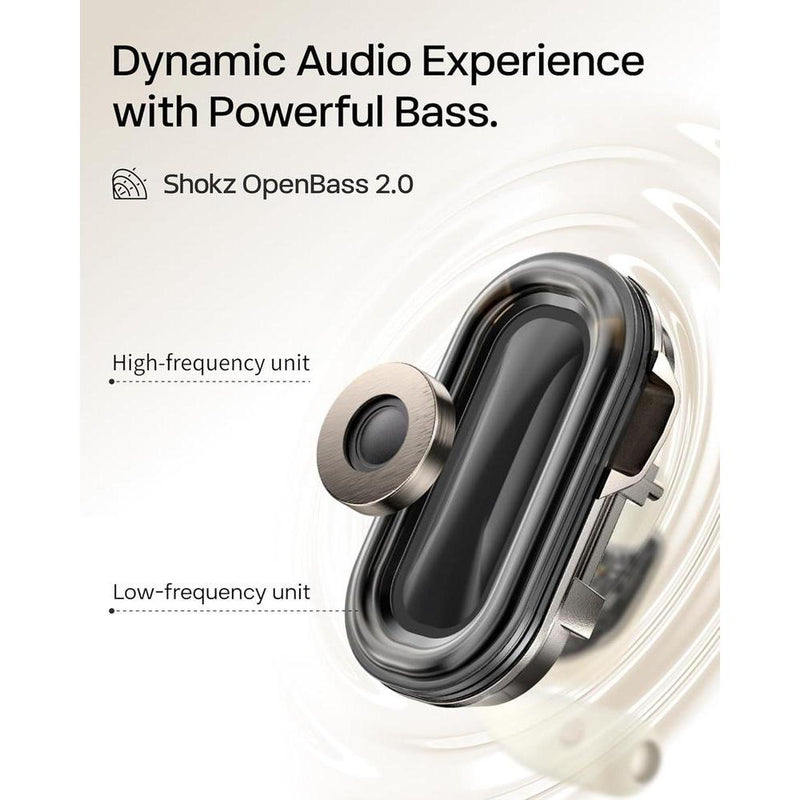 Auriculares De Oreja Abierta Shokz Openfit 2 Bluetooth, Micrófono, 48 Horas Reproducción, Carga Rápida, Beige