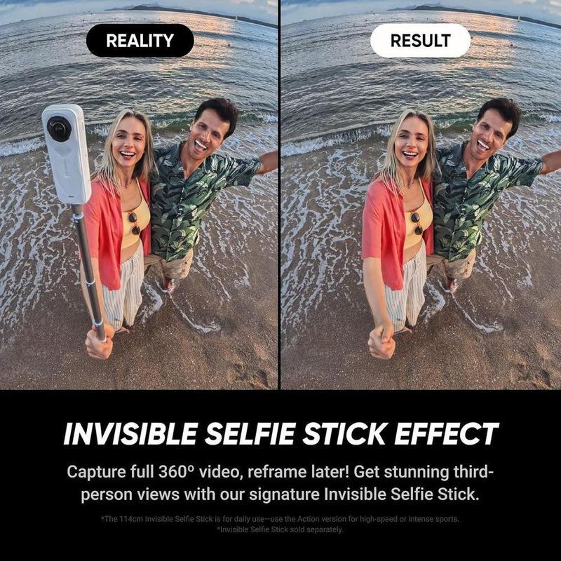 Insta360 X5 Starter Bundle Satin White - Cámara de acción 360° 8K, resistente, con efecto selfie invisible y batería de 3 horas