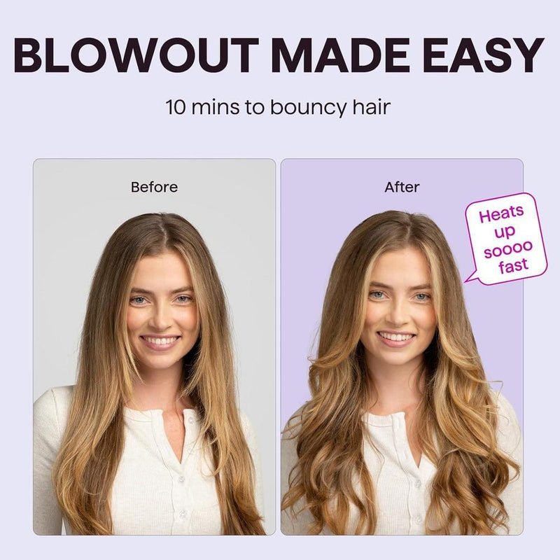 Wavytalk Cepillo Térmico Blowout Boost, Rizador de Cepillo Redondo Calentado de Doble Voltaje, Cerámica, Tecnología Iónica