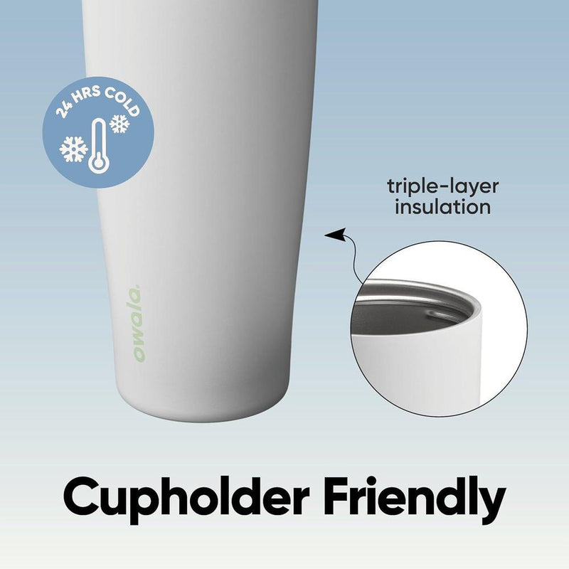 Botella de agua Owala FreeSip Sway aislada de acero inoxidable con boquilla 2 en 1, pajita y asa de transporte, para deportes y viajes