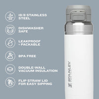 Botella de agua Stanley Quick Flip GO, tapa de botón, a prueba de fugas, acero inoxidable aislado, libre de BPA, lila