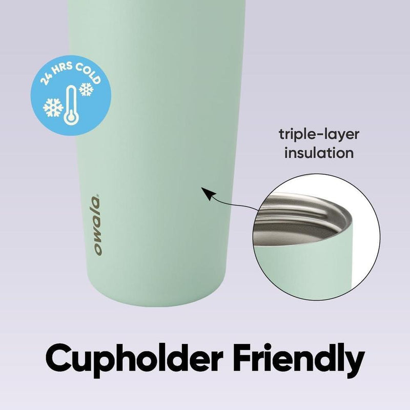 Owala FreeSip Sway Botella de Agua de Acero Inoxidable con Boquilla 2 en 1 y Aislamiento de Triple Capa Verde Eucalipto