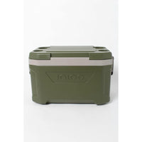 Nevera Igloo Sportsman Latitude 52 portatil para camping y pesca, capacidad 49 L y diseño duradero verde