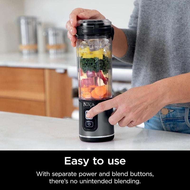 Ninja BC151BK Blast Licuadora portátil inalámbrica, personal para batidos, sin BPA, tapa a prueba de fugas, recargable USB-C