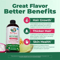Multivitamínico líquido MaryRuth's con biotina para crecimiento del cabello, salud de uñas y piel con Lustriva