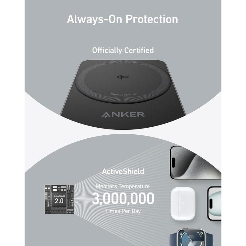 Anker MagGo Estación de carga 3 en 1 para iPhone 17, compatible MagSafe, Qi2 certificado, Apple Watch, AirPods y más