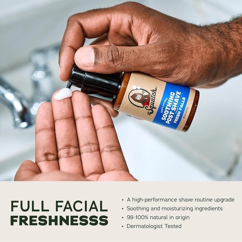 Dr. Squatch Fresh Falls, paquete de afeitado suave con mantequilla deslizante y loción post-afeitado calmante
