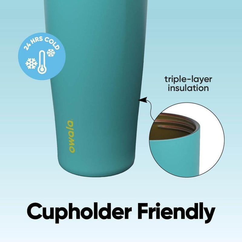 Owala FreeSip Sway Botella de Agua Aislada de Acero Inoxidable con Doble Boquilla, Asa de Transporte y Libre de BPA