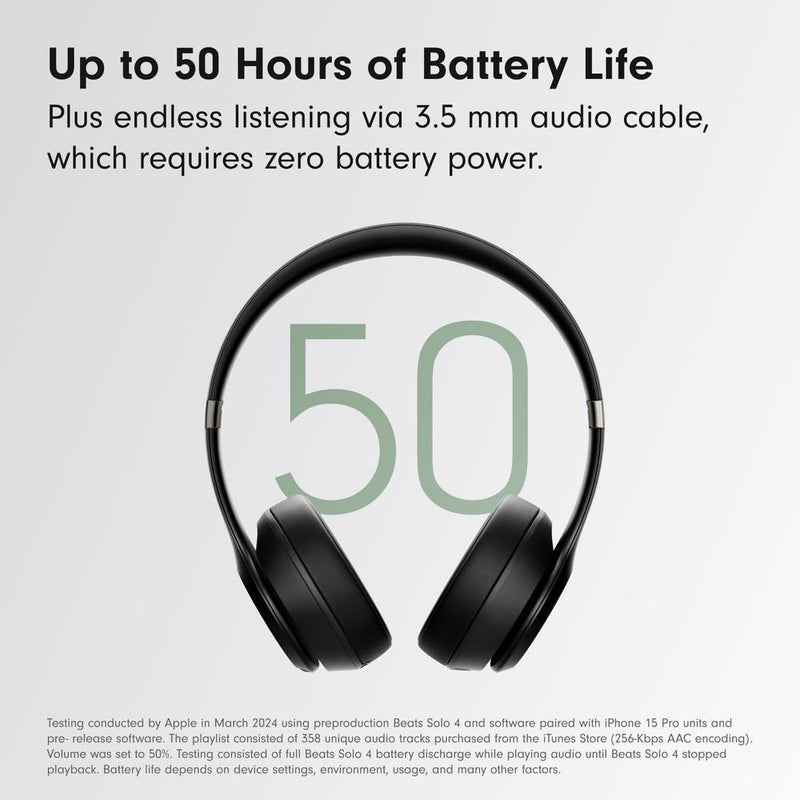 Beats Solo 4, Auriculares Bluetooth inalámbricos con compatibilidad Apple y Android, batería de hasta 50 horas, color negro mate
