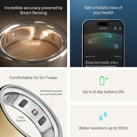 Anillo inteligente Oura 4 en dorado para rastreo de salud, sueño y actividad, compatible con iOS y Android