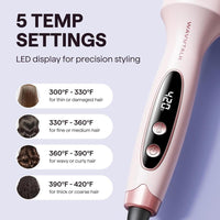Cepillo térmico Wavytalk para estilos voluminosos con tecnología iónica y cerámica de turmalina, con 5 ajustes de temperatura