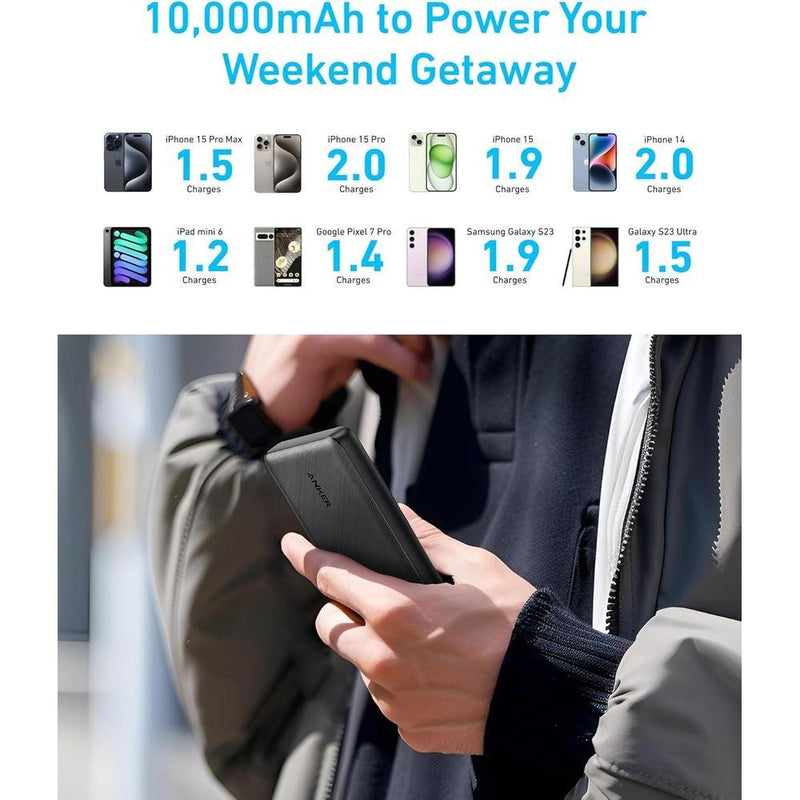 Anker Banco de energía compacto PowerCore 10K, batería de 10,000 mAh con carga PowerIQ para iPhone, iPad y más, USB-C bidireccional