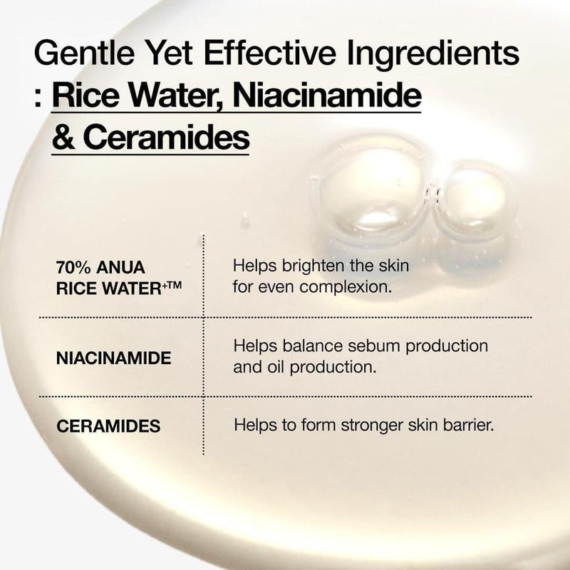 Anua Rice 70 Glow Milky Toner Con Niacinamida Ceramidas Y Agua De Arroz 250ml