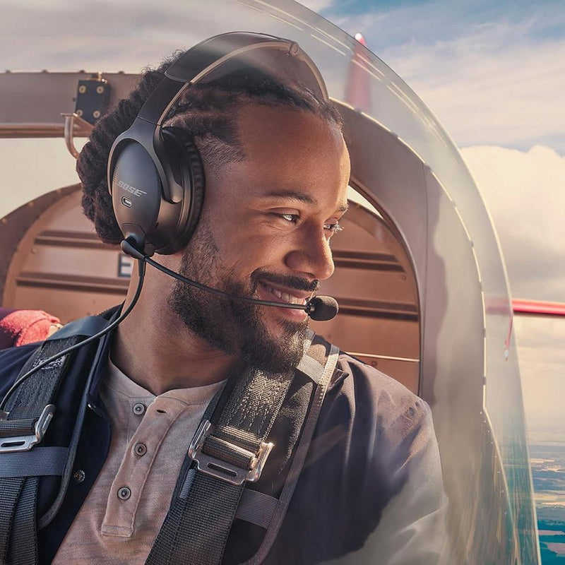 Auriculares Bose A30 Bluetooth para Aviación con Diseño Ligero, ANR Ajustable y Micrófono de Cancelación de Ruido Negro