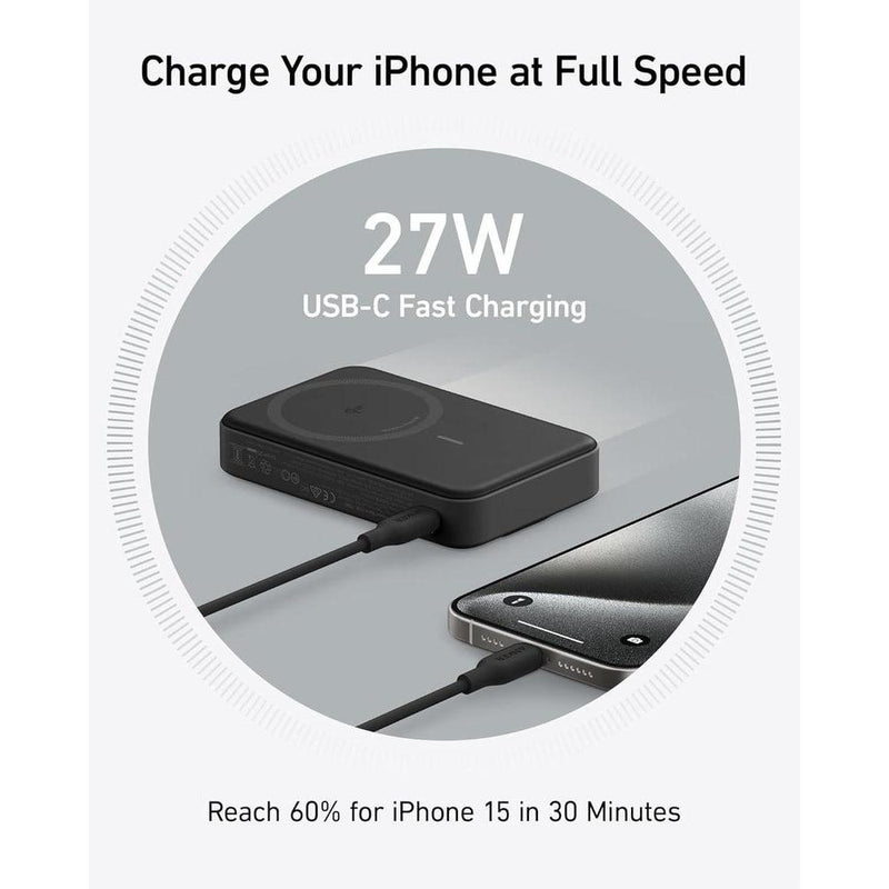 Anker MagGo Power Bank, cargador portátil Qi2 certificado, 15W ultra rápido, compatible con MagSafe, batería 10,000mAh, pantalla inteligente