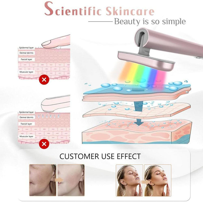 Terapia de luz roja para el rostro, dispositivo LED 7 en 1 para cuidado de la piel y rejuvenecimiento, incluye masajeador facial