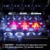 Teclado SteelSeries Apex Pro Gen 3 con interruptores OmniPoint 3.0 y retroiluminación RGB, ofrece rápida actuación ajustable y precisión